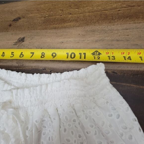 Summer A-Line Skater Skirt White Pull On Women's Size M Cotton & Polyester - Picture 2 of 4